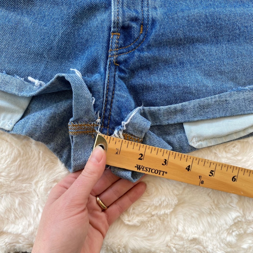 BDG Denim Shorts Women 28 Blue High Rise Button Fly Distressed Cuffed Festival‎ - Picture 10 of 10